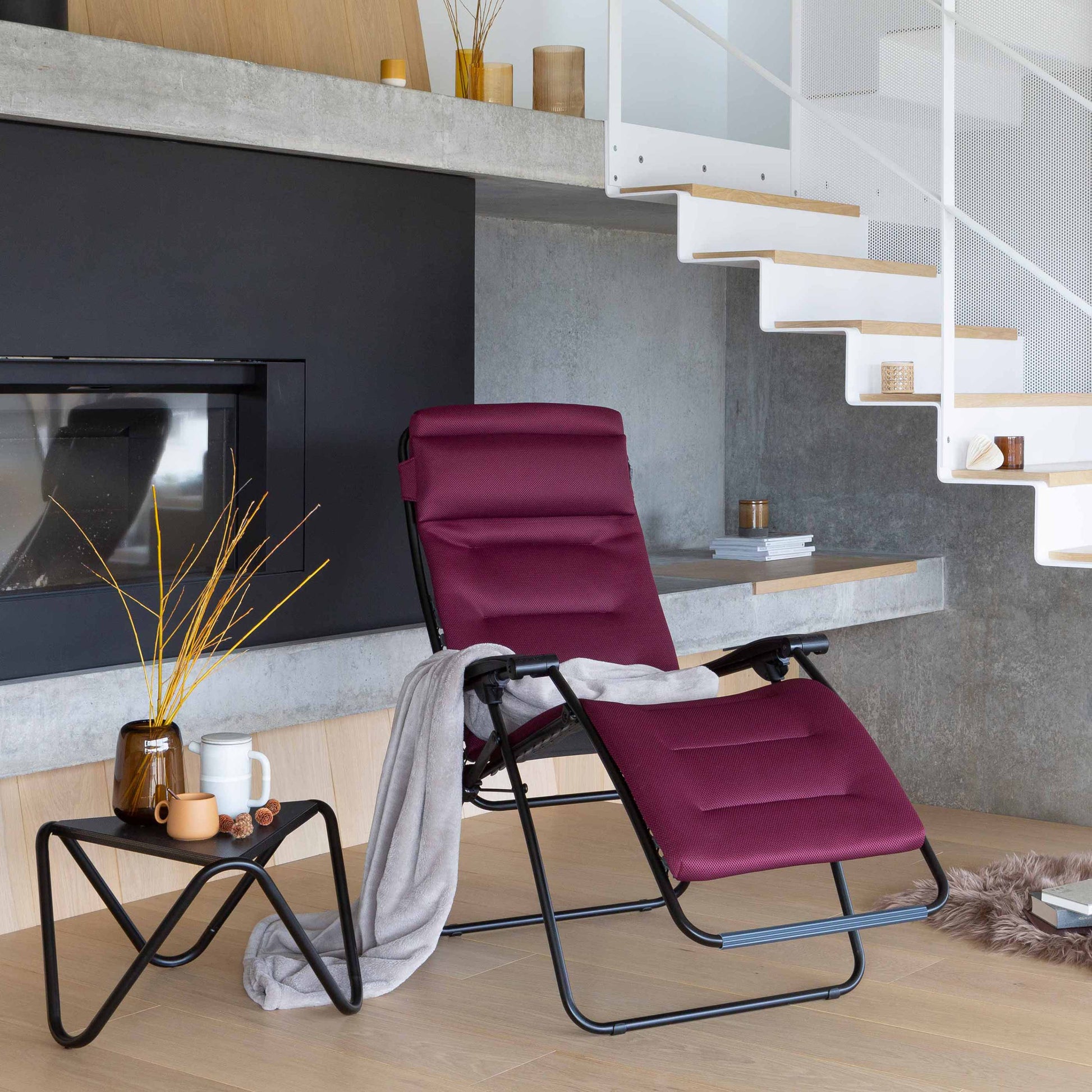 reclining chair comfort tubing | clip bordeaux LAFUMA rsxa black MOBILIER air