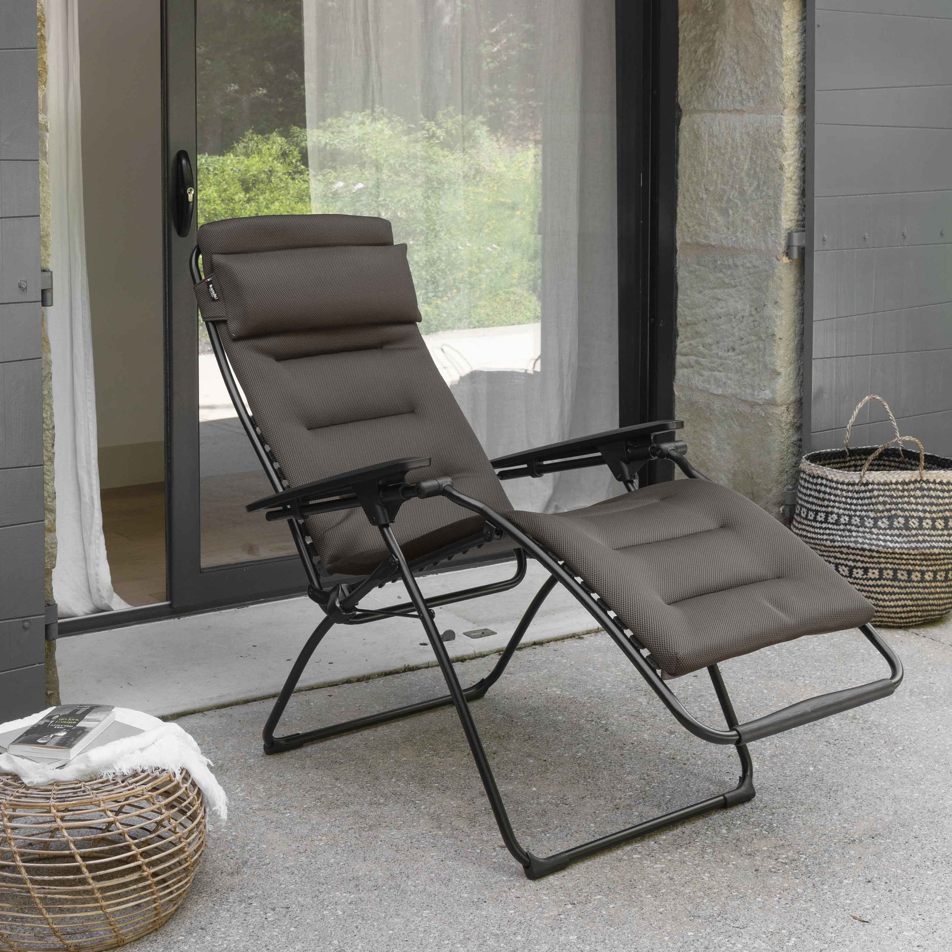 reclining chair tubing LAFUMA comfort black air taupe MOBILIER | futura
